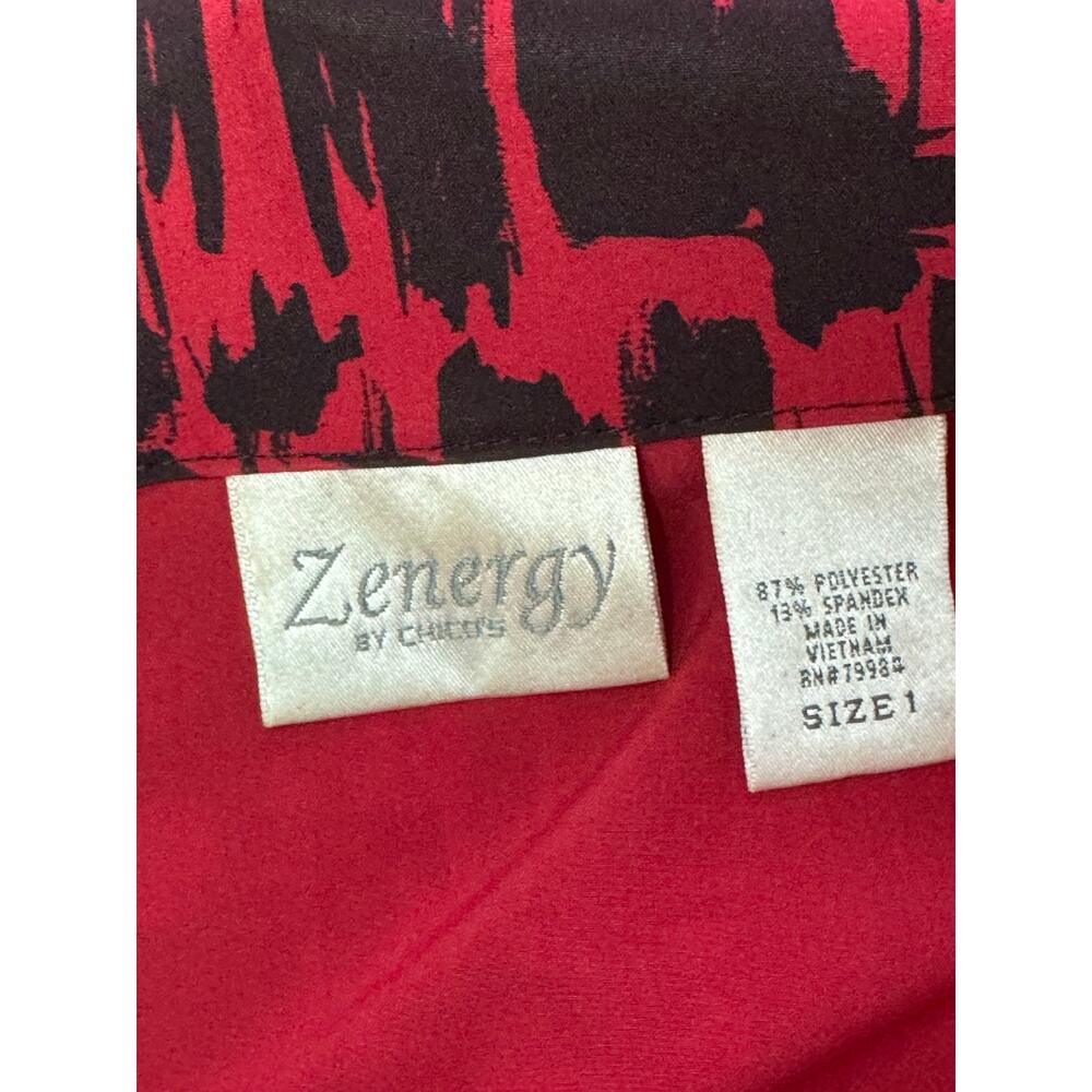 Zenergy by Chico’s Women’s Red & Black Abstract Print Zip Jacket Size 1 (Medium) - Picture 6 of 6
